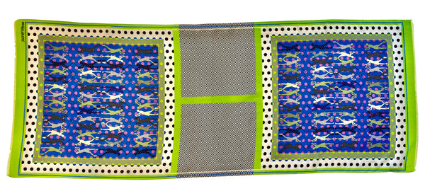 'Golfers Scarf in Chartreuse with Blue'