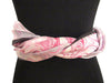 'Raspberry Swirl' Silk Voile Scarf/Sash with Black Border