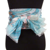 'Aquamarine Life' Cotton & Silk Scarf/Sash with Fringed Ends