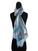 'Aquamarine Life' Cotton & Silk Scarf/Sash with Fringed Ends