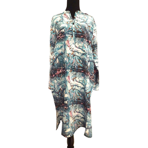 'Aquamarine Life' Tunic 100% Silk