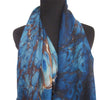 'Bird's Eye Blue' Cashmere Scarf with Fringed Edges