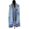 'Capri Sea' with Geometric Border Cotton & Silk Scarf/Sash with Fringed ends