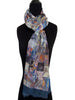 'Ebru Checkerboard' Cotton & Silk Scarf/Sash with Fringes ends