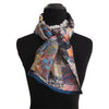 'Ebru Checkerboard' Multi-Color Silk Satin Scarf