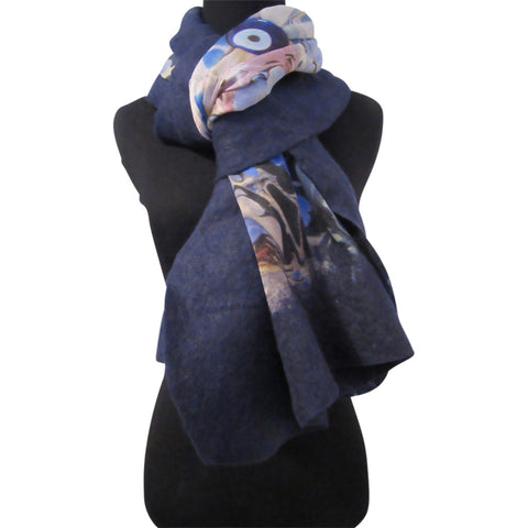'Evil Eye' Silk/Wool Felt Wrap, Shawl, Scarf