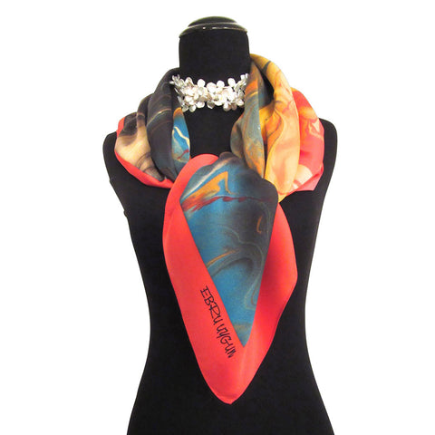 'Fire on The Mountain' Silk Twill Scarf