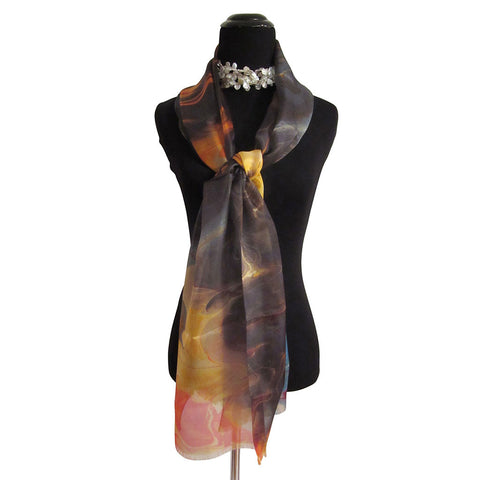 'Fire on The Mountain' Silk Voile Scarf