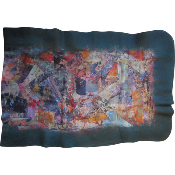 'Green Fragments' Silk/Wool Felt Wrap, Shawl, Scarf