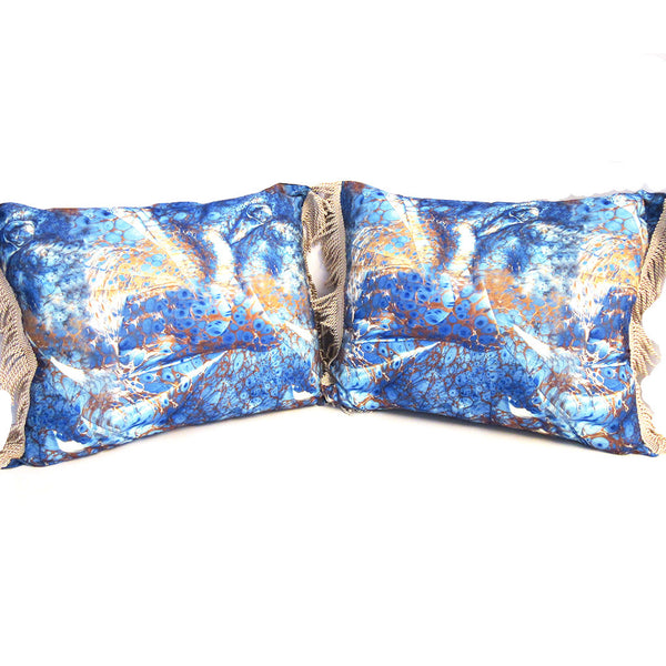 'Bird's Eye Blue' Pillow Cover with Tassels