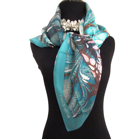 'Aquamarine Life' Silk Twill Scarf