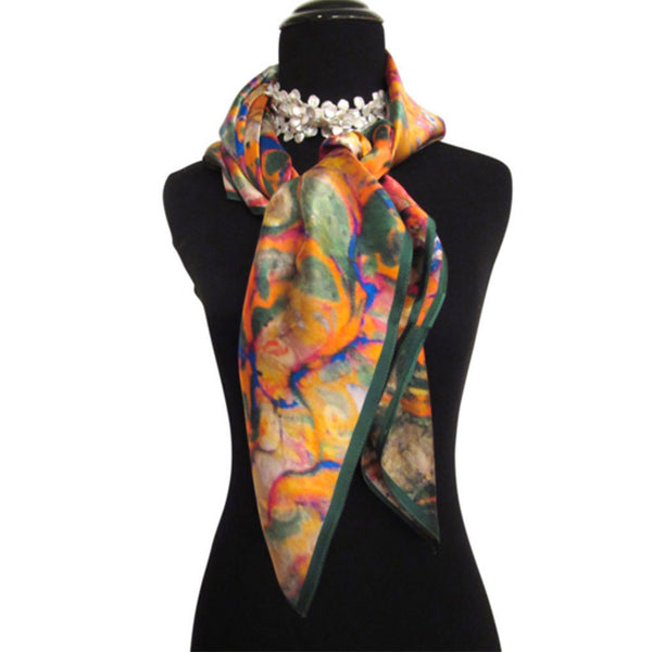 'Orange Grove' Silk Satin Scarf