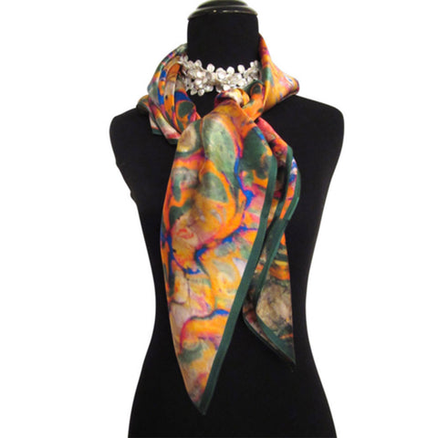 'Orange Grove' Silk Satin Scarf