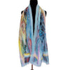 'Watercolor Pastel' Cotton & Silk Scarf/Sash with Fringed Ends