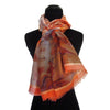 'Tangerine Dream' Cotton & Silk Scarf/Sash with Fringed Ends