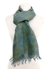 'Houndstooth' Seagreen & Blue Cotton/Linen Scarf