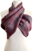 'Houndstooth' Garnet & Denim Cotton/Linen Scarf