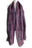 'Houndstooth' Garnet & Denim Cotton/Linen Scarf