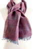 'Houndstooth' Garnet & Denim Cotton/Linen Scarf