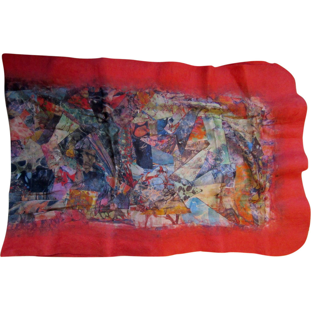'Red Fragments' Silk/Wool Felt Wrap, Shawl, Scarf