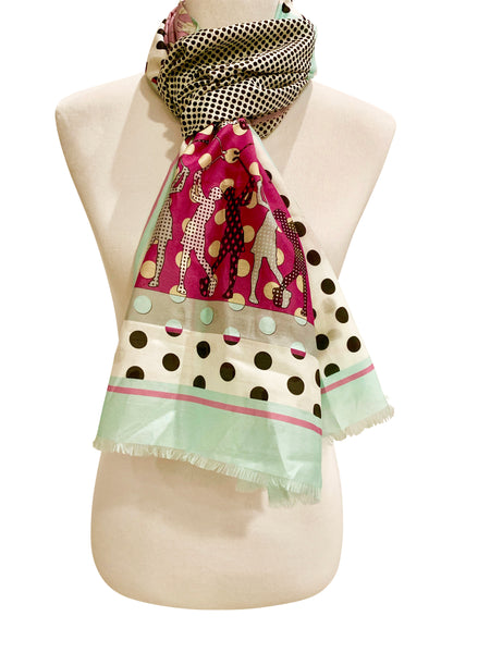 'Golfers Scarf in Raspberry with Turquoise'