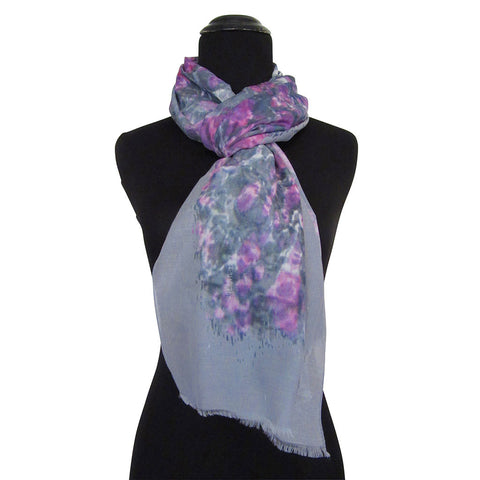 'Majestic Magenta' Cotton & Silk Scarf/Sash with Fringed ends