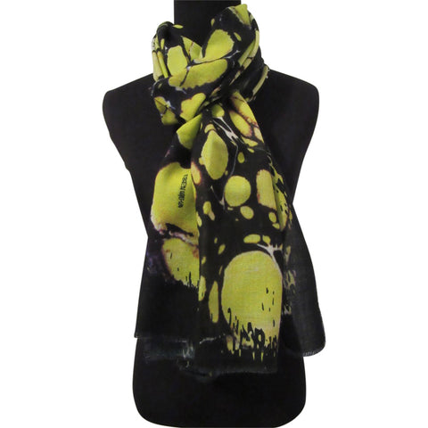 'Lilypad in Chartreuse' Cashmere Scarf